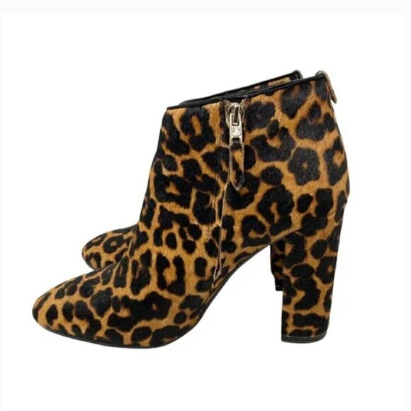 Sam Edelman Cambell Leopard Print Calf Hair Round Toe Ankle Boots - Size 8.5 - Picture 4 of 10